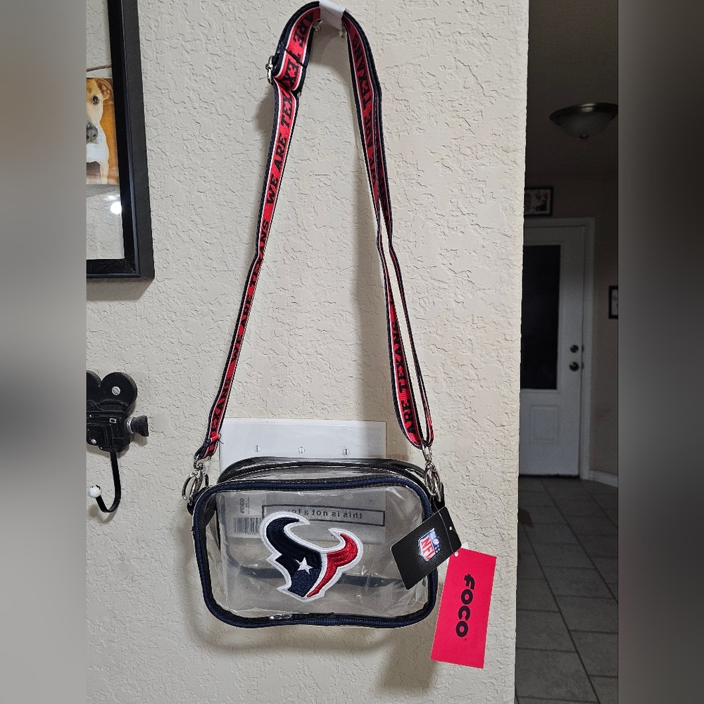 NFL Hiuston texans Clear Crossbody Stadium Bag with Team Logo